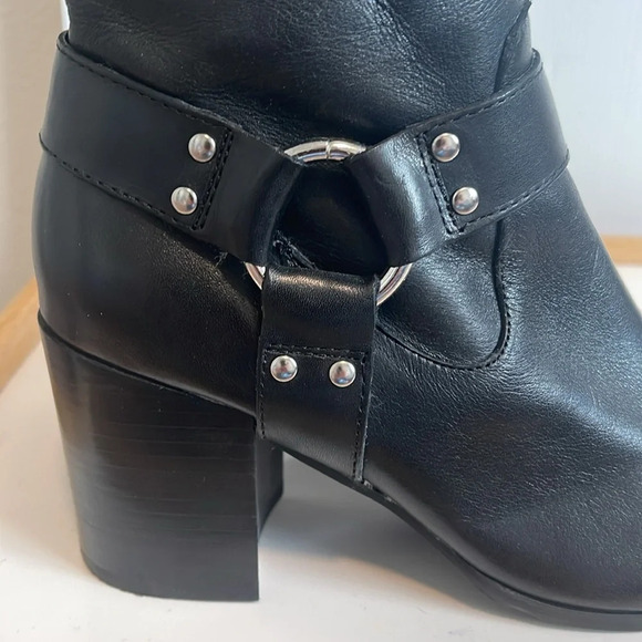 Steve Madden Jiffie Black Leather Moto Biker Boots Size 6.5 - Picture 3 of 8